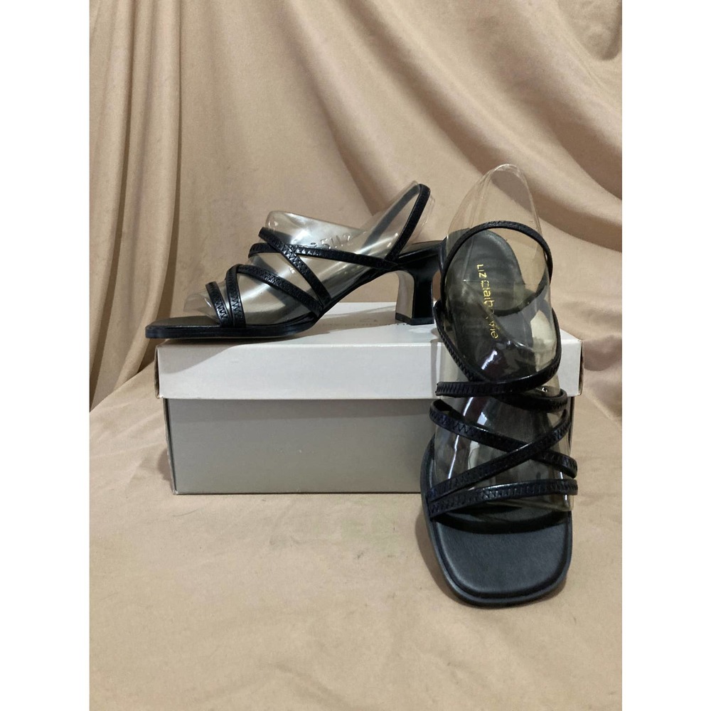 New Woman's  Liz Claiborne Black Leather Strappy Evening Heels Size 6M